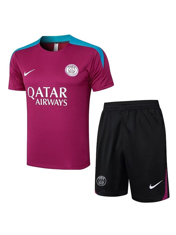 Paris saint-germain maillot d'entraînement uniforme rouge foncé pour hommes kit de football vêtements de sport costume de football hauts chemise de sport 2024-2025